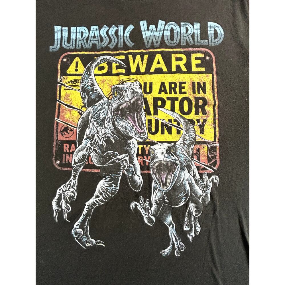 Jurassic World Raptor Country Graphic T Shirt Kids XL Black Dinosaur Tee - Picture 5 of 6